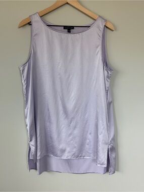 EILEEN FISHER 💜 Wisteria Stretch Silk Charmeuse Long Shell Large